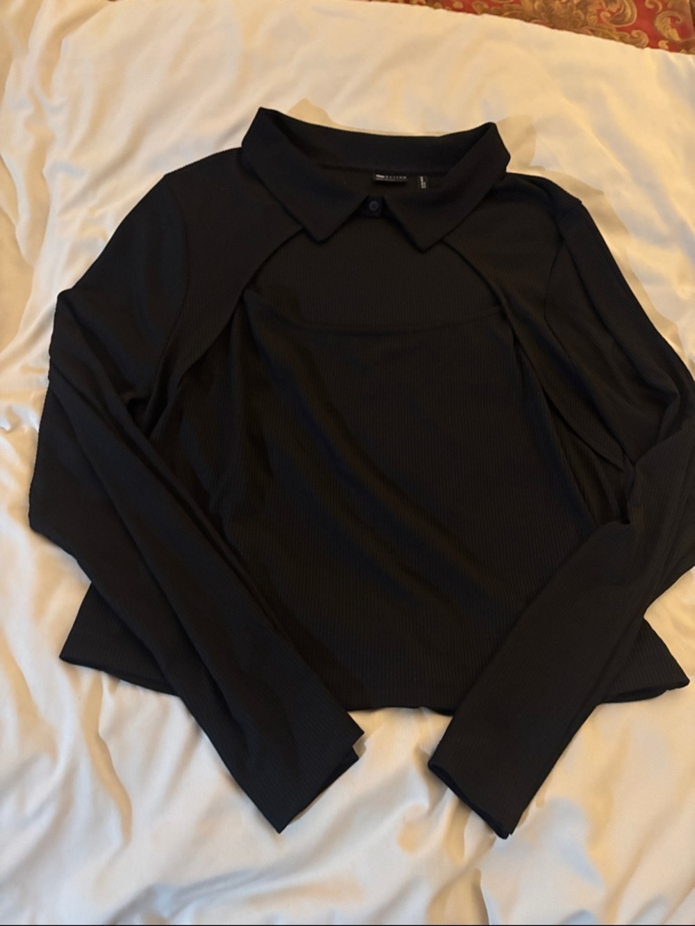 ASOS design Women’s Black Ribbed Long Sleeve Top size 22
